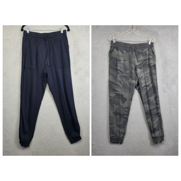 Splendid Joggers Lot of 2 Womens S Tapered High Rise Black Green Camo Softcore‎ - Picture 1 of 12